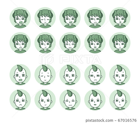 Two people icon (green) facial expression variation 5 Two people icon (green) facial expression variation 5 67016576