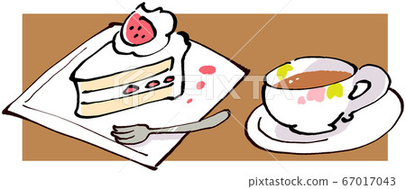 Stock illustration: chocolate cake and coffee set 67017043