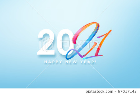 Colorful Brushstroke paint lettering calligraphy of 2021 Happy New Year background. Vector illustration Colorful Brushstroke paint lettering calligraphy of 2021 Happy New Year background. Vector illustration 67017142