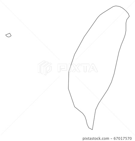Taiwan - solid black outline border map of country area. Simple flat vector illustration 67017570