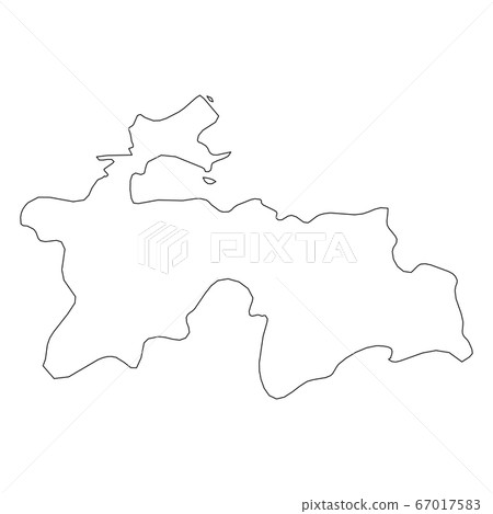 Tajikistan - solid black outline border map of country area. Simple flat vector illustration 67017583