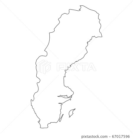 Sweden - solid black outline border map of country area. Simple flat vector illustration 67017596