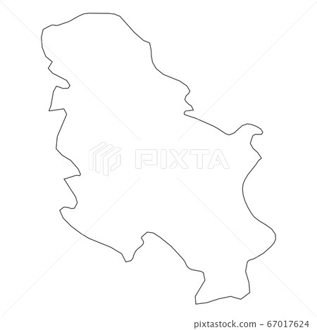 Serbia - solid black outline border map of... - Stock Illustration ...