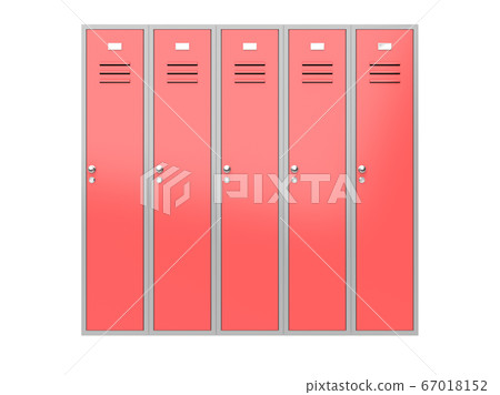 Red gym closed lockers. 3d rendering illustration Red gym closed lockers. 3d rendering illustration 67018152