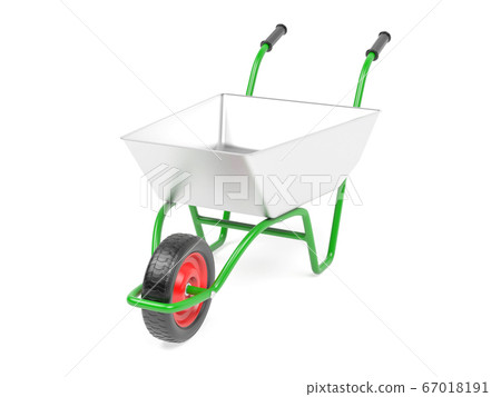 Metal garden barrow. 3d rendering illustration Metal garden barrow. 3d rendering illustration 67018191
