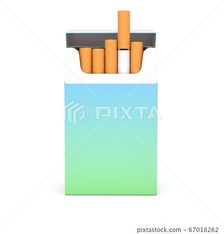Open pack of cigarettes. Colored blank paper package 67018262