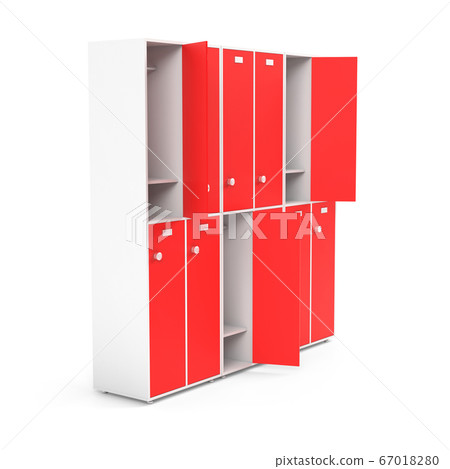 Red lockers. Two row section of lockers for schoool or gym Red lockers. Two row section of lockers for schoool or gym 67018280