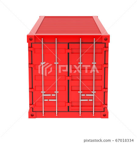 Shipping freight container. Red closed container. 3d rendering illustration Shipping freight container. Red closed container. 3d rendering illustration 67018334