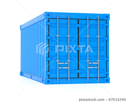 Shipping freight container. Blue intermodal container. 3d rendering illustration Shipping freight container. Blue intermodal container. 3d rendering illustration 67018340