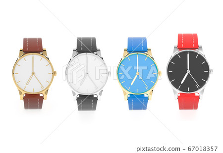 Modern watch. Colored set. 3d rendering illustration Modern watch. Colored set. 3d rendering illustration 67018357