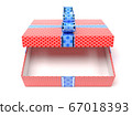 Red gift box with blue duct tape 67018393