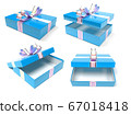 Gift boxes. Blue box with a bow 67018418