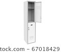 White metal locker with open door. Two level compartment 67018429