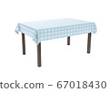 Table with blue tablecloth 67018430