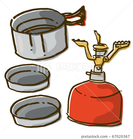 Hand drawn gas stove and tableware Hand drawn gas stove and tableware 67020367