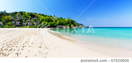 Tropical beach landscape panorama. Tropical beach landscape panorama. 67020608