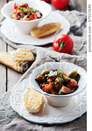 Traditional sicilian dish caponata with eggplant Traditional sicilian dish caponata with eggplant 67021646