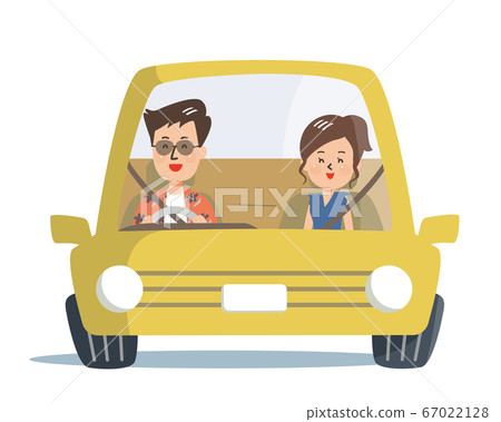 Young men and women driving in the summer Young men and women driving in the summer 67022128