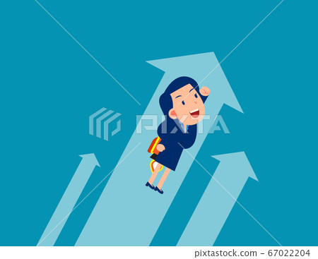 Business flying up. Growth workers, Cartoon style Business flying up. Growth workers, Cartoon style 67022204