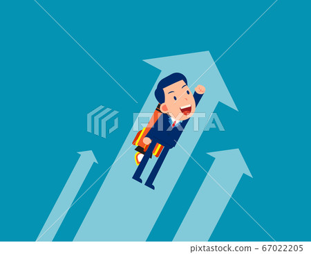 Business flying up. Growth workers, Cartoon style Business flying up. Growth workers, Cartoon style 67022205