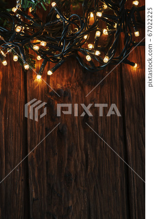 Christmas decor on the wooden table Christmas decor on the wooden table 67022225