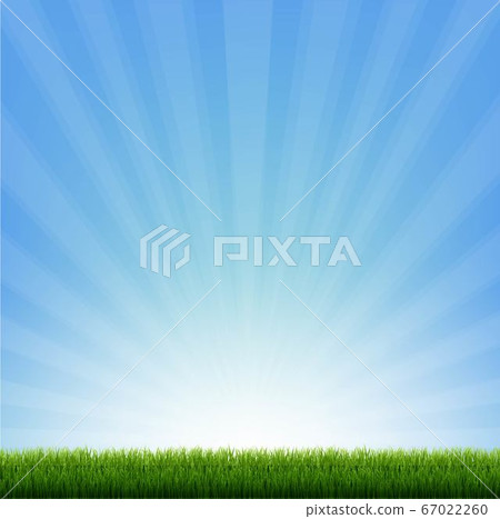 Green Grass Border With Blue Sunburst 67022260