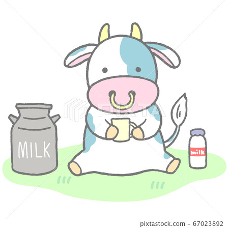 可愛的手繪牛奶牛奶 67023892