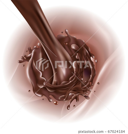 Stream of pouring chocolate on a light background Stream of pouring chocolate on a light background 67024184