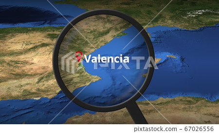 Valencia city found on the map, 3d rendering 67026556