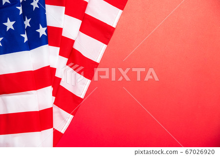 American flag on red background for Memorial Day, American flag on red background for Memorial Day, 67026920