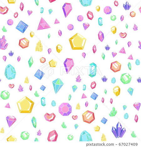 Crystal and gem seamless pattern. Bright... - Stock Illustration [67027409]  - PIXTA