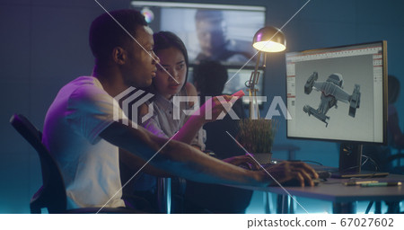 3d designers at work in editing room 3d designers at work in editing room 67027602