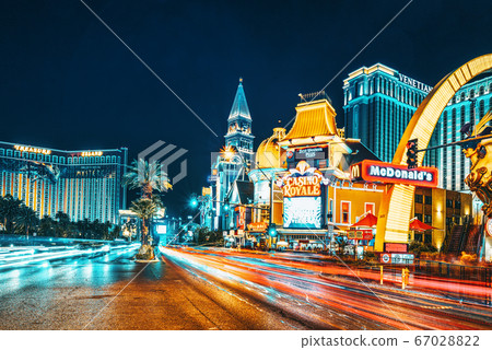 Main street of Las Vegas-is the Strip in evening Main street of Las Vegas-is the Strip in evening 67028822