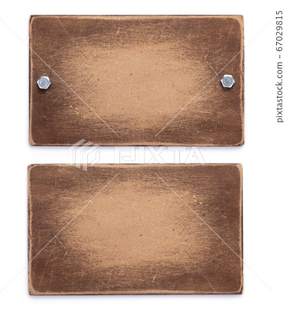 aged wooden signboard or nameplate on white aged wooden signboard or nameplate on white 67029815