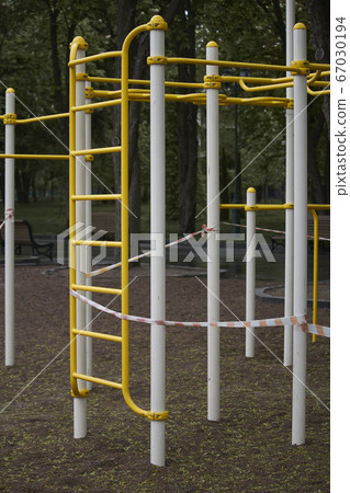 Empty outdoor fitness equipment wrapped with 67030194