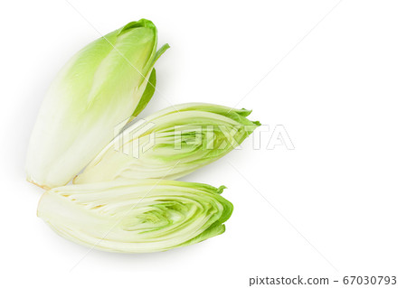 Chicory salad isolated on white background with clipping path and full depth of field. Top view with copy space for your text . Flat lay 67030793