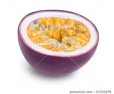 passion fruits half isolated on white background. maracuya with clipping path and full depth of field passion fruits half isolated on white background. maracuya with clipping path and full depth of field 67030876