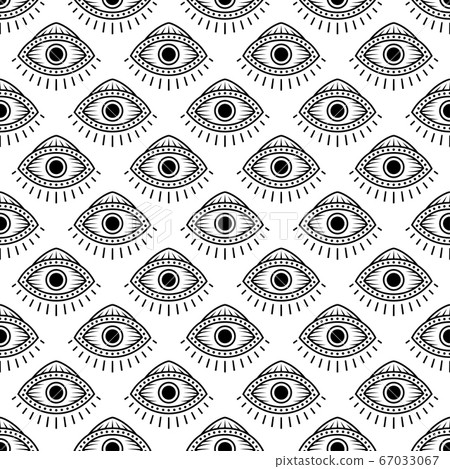 Seamless pattern with hand drawn eye, vector illustration 67033067
