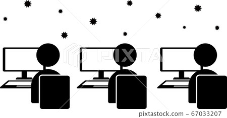 病毒在公司傳播的工作場所集群的圖像插圖 病毒在公司傳播的工作場所集群的圖像插圖 67033207