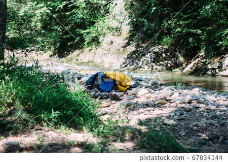 Drying a sleeping bag in Kawara Drying a sleeping bag in Kawara 67034144