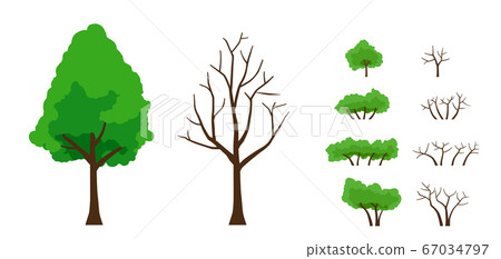 Green leaf tree and fallen tree set 67034797