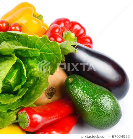 Fruits and vegetables isolated on white Fruits and vegetables isolated on white 67034933