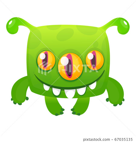 Happy cartoon alien. Vector Halloween illustration - Stock Illustration ...