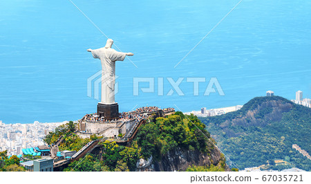 View of Rio de Janeiro with Christ Redeemer and Corcovado Mountain, Brazil. 67035721