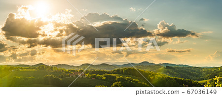 Vineyards panorama Leibnitz area famous Vineyards panorama Leibnitz area famous 67036149