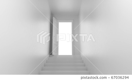 3d render door with steps in the corridor 3d render door with steps in the corridor 67036294