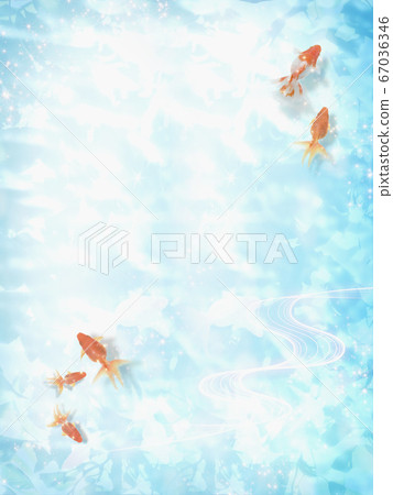 An image of summer when a goldfish swims and the sunlight leaks through the water 67036346