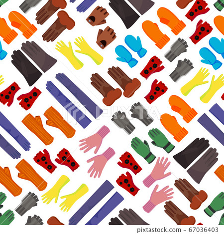 Cartoon Color Woolen Mittens Concept Seamless Pattern Background. Vector 67036403