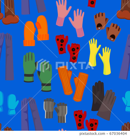 Cartoon Color Woolen Mittens Concept Seamless Pattern Background. Vector Cartoon Color Woolen Mittens Concept Seamless Pattern Background. Vector 67036404