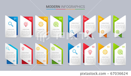 Colorful timeline infographic template with 4 steps on gray background, vector illustration 67036624